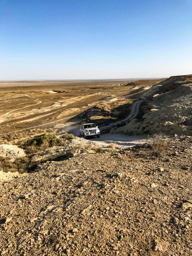 Driving up from the former sea bed