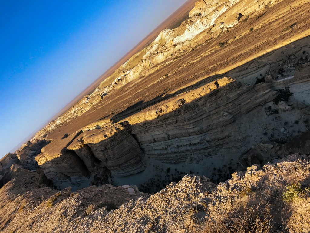 Looking back from the former coast line at the dry sea