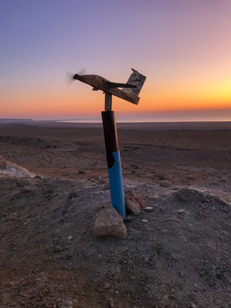 Windy sunrise over the Aral Sea
